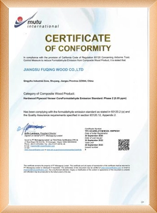 fuqing carb certificates