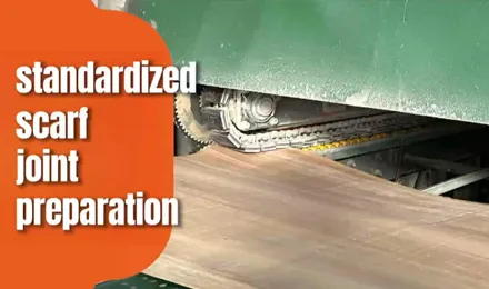 Veneer scarfing is a key preparation step before panel splicing.